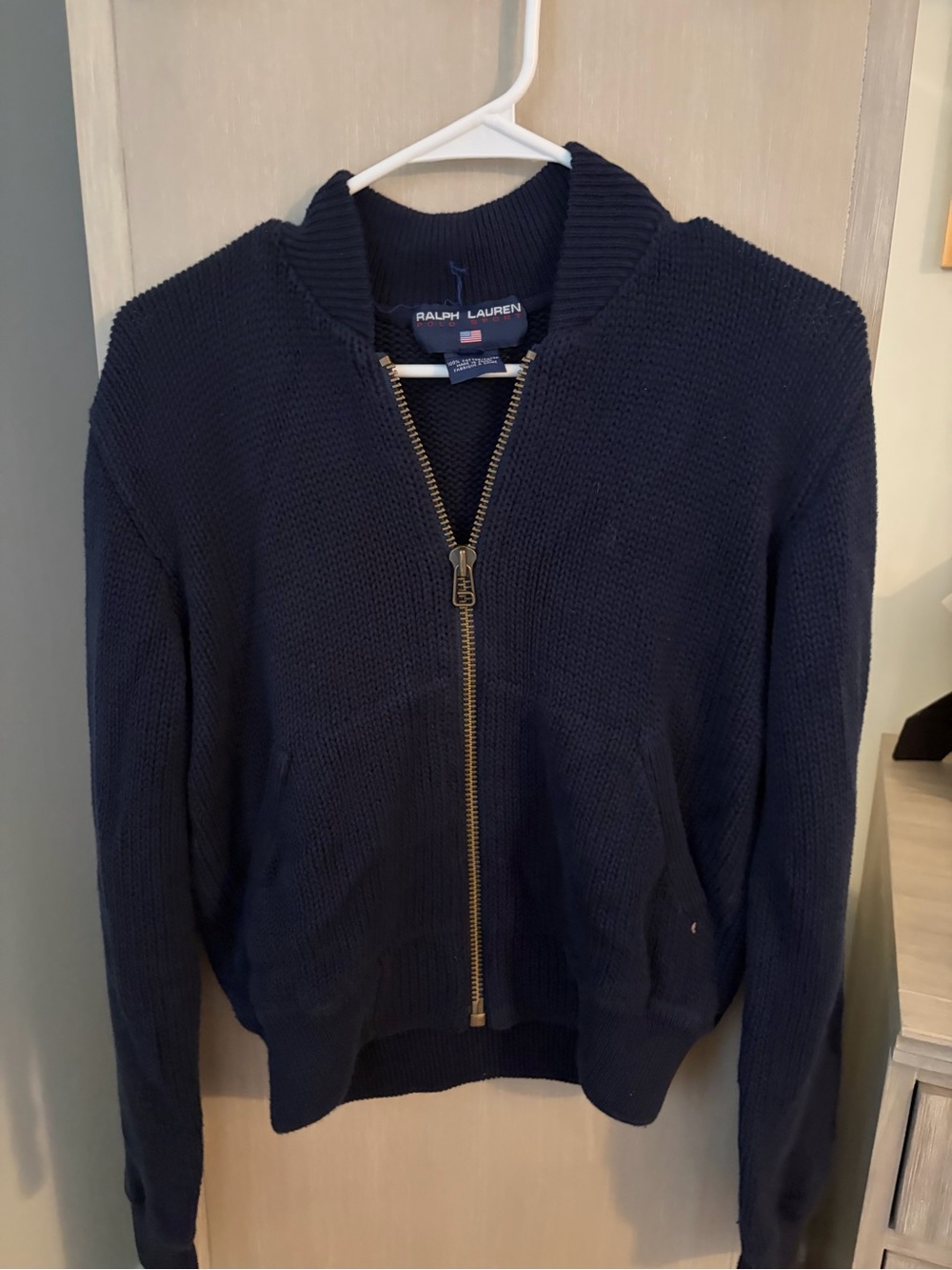 Ralph Lauren Dark Navy Zip Front Knit Jacket